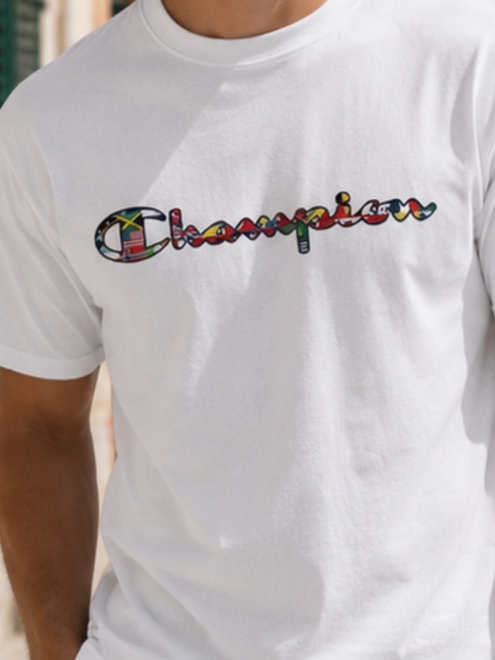 Champion Flags of the World Script Logo Tshirt XL NWT